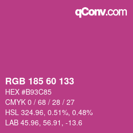 颜色代码: RGB 185 60 133 | qconv.com