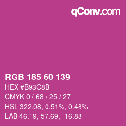 颜色代码: RGB 185 60 139 | qconv.com