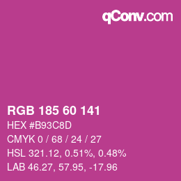 颜色代码: RGB 185 60 141 | qconv.com