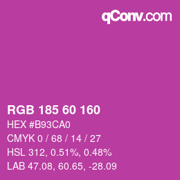 颜色代码: RGB 185 60 160 | qconv.com