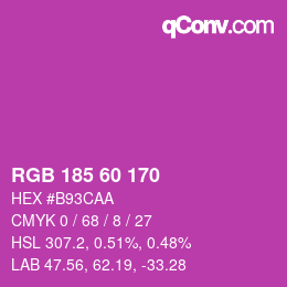 颜色代码: RGB 185 60 170 | qconv.com