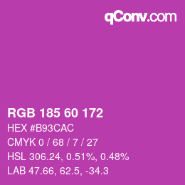 颜色代码: RGB 185 60 172 | qconv.com