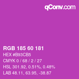 颜色代码: RGB 185 60 181 | qconv.com