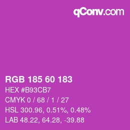 Color code: RGB 185 60 183 | qconv.com
