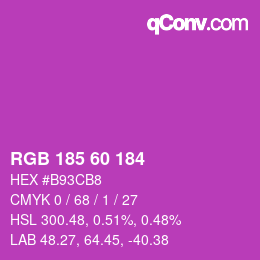颜色代码: RGB 185 60 184 | qconv.com
