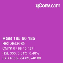颜色代码: RGB 185 60 185 | qconv.com