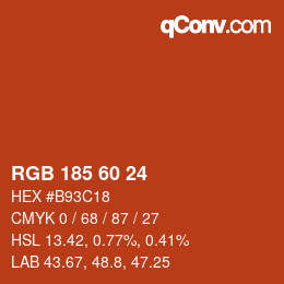 カラーコード: RGB 185 60 24 | qconv.com