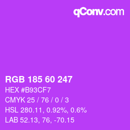 颜色代码: RGB 185 60 247 | qconv.com