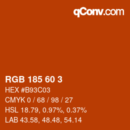 カラーコード: RGB 185 60 3 | qconv.com