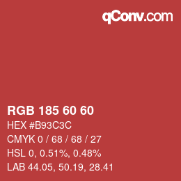 颜色代码: RGB 185 60 60 | qconv.com