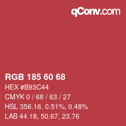 颜色代码: RGB 185 60 68 | qconv.com