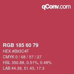 颜色代码: RGB 185 60 79 | qconv.com
