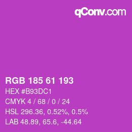 Color code: RGB 185 61 193 | qconv.com