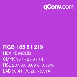 Color code: RGB 185 61 219 | qconv.com