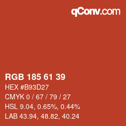 Color code: RGB 185 61 39 | qconv.com