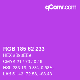 Color code: RGB 185 62 233 | qconv.com