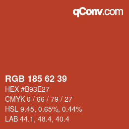 Color code: RGB 185 62 39 | qconv.com