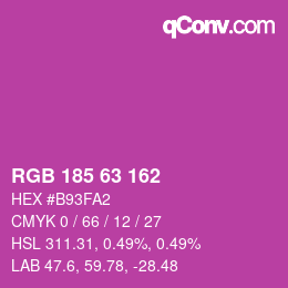 Color code: RGB 185 63 162 | qconv.com