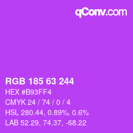 颜色代码: RGB 185 63 244 | qconv.com