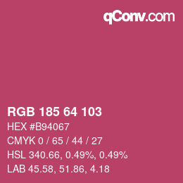 Color code: RGB 185 64 103 | qconv.com