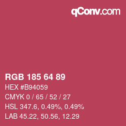 Color code: RGB 185 64 89 | qconv.com