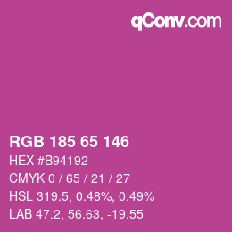 颜色代码: RGB 185 65 146 | qconv.com