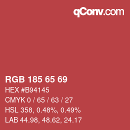 Color code: RGB 185 65 69 | qconv.com