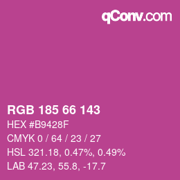 Color code: RGB 185 66 143 | qconv.com