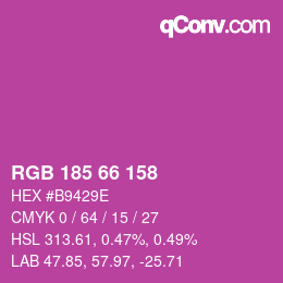 Color code: RGB 185 66 158 | qconv.com