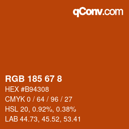 Color code: RGB 185 67 8 | qconv.com