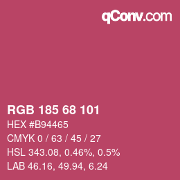 Color code: RGB 185 68 101 | qconv.com