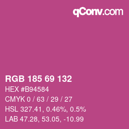 Color code: RGB 185 69 132 | qconv.com