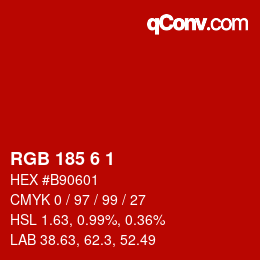 Color code: RGB 185 6 1 | qconv.com