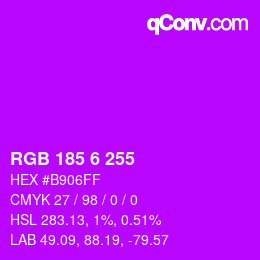 Color code: RGB 185 6 255 | qconv.com