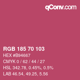 カラーコード: RGB 185 70 103 | qconv.com