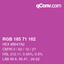 Color code: RGB 185 71 162 | qconv.com