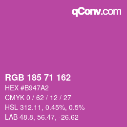 Color code: RGB 185 71 162 | qconv.com