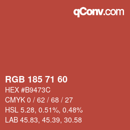 Color code: RGB 185 71 60 | qconv.com