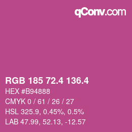 カラーコード: RGB 185 72.4 136.4 | qconv.com