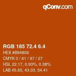カラーコード: RGB 185 72.4 6.4 | qconv.com