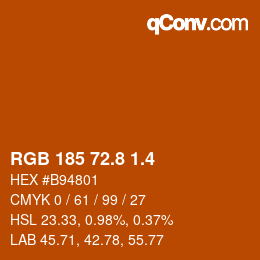 カラーコード: RGB 185 72.8 1.4 | qconv.com