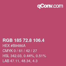 カラーコード: RGB 185 72.8 106.4 | qconv.com