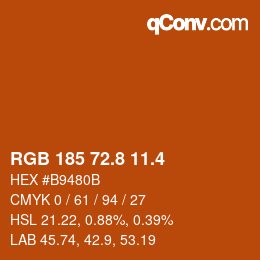 カラーコード: RGB 185 72.8 11.4 | qconv.com