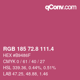 カラーコード: RGB 185 72.8 111.4 | qconv.com