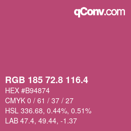 カラーコード: RGB 185 72.8 116.4 | qconv.com
