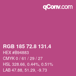 カラーコード: RGB 185 72.8 131.4 | qconv.com
