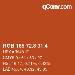 カラーコード: RGB 185 72.8 31.4 | qconv.com