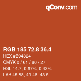 カラーコード: RGB 185 72.8 36.4 | qconv.com