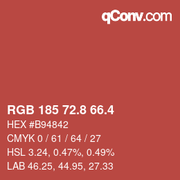 カラーコード: RGB 185 72.8 66.4 | qconv.com