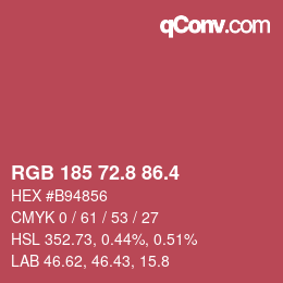 カラーコード: RGB 185 72.8 86.4 | qconv.com